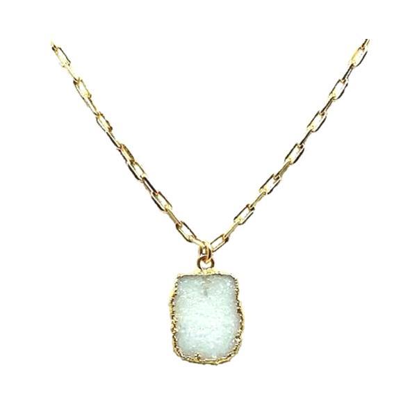 Electroform Pendant on Gold Fill Link Chain: White Druzy (NGCP749DZ) Necklaces athenadesigns