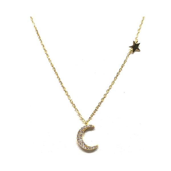 Crystal Moon and Star Necklace: Rose Gold (NCRG5/MNSTR) Also: Gold Necklaces athenadesigns Gold: NCG5/MNSTR