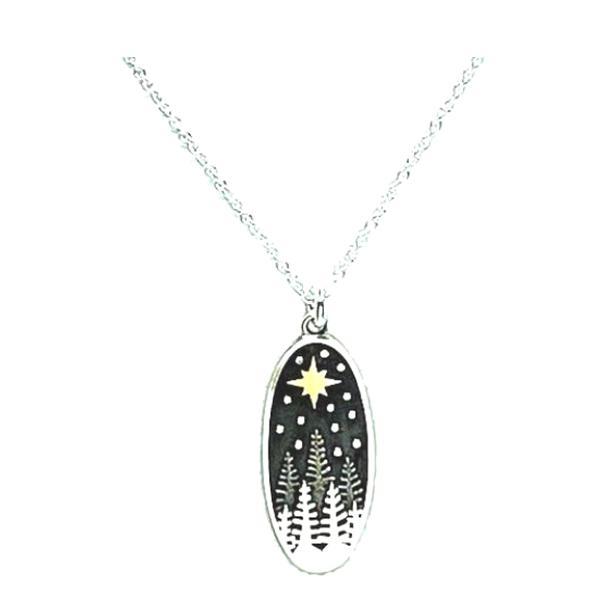 Mixed Metal: Pine Trees Night Sky (NCSP48PNX) Necklaces athenadesigns