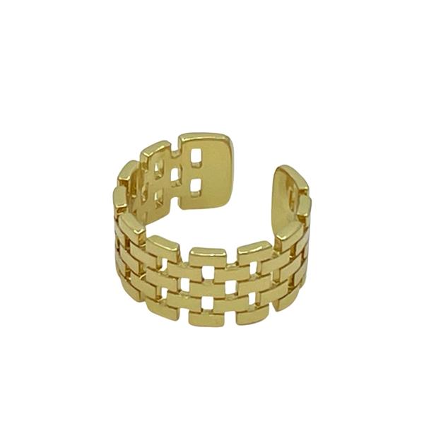 Adjustable Ring: 'Brick' Pattern 18kt Gold Fill (RG4480) Rings athenadesigns