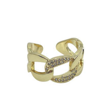 Load image into Gallery viewer, Adjustable Ring: Open Link With CZ Center:18Kt Gold Fill (RG4885) Rings athenadesigns 
