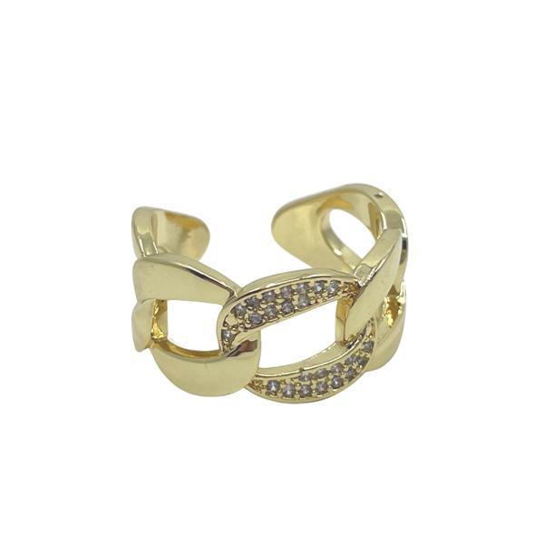 Adjustable Ring: Open Link With CZ Center:18Kt Gold Fill (RG4885) Rings athenadesigns 