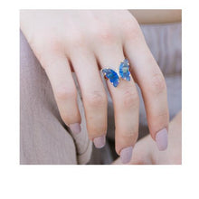 Load image into Gallery viewer, Adjustable Glass Butterfly Ring: Blue (RG5BFLYBL) Rings athenadesigns