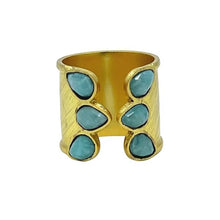 Load image into Gallery viewer, Open Cuff Gold Plated Ring: Amazonite (RG47AZ) Rings athenadesigns 
