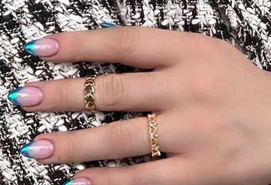 Adjustable Gold Plated And Baguette Heart Ring: (RG6455) Rings athenadesigns