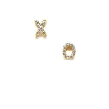 Load image into Gallery viewer, Stud Earring: Crystal Pave "XO" Gold Vermeil (EGP/5XO) Also Avail in Rose Gold Earrings athenadesigns Gold - EGP/5XO