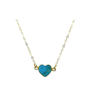 Heart: Semi Precious Stone Necklace: Turquoise (NGCH67TQ) Necklaces athenadesigns 