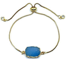 Load image into Gallery viewer, Electroform Stone Pull Bracelet: Blue Druzy (PBT748DZB) Bracelet athenadesigns Default Title