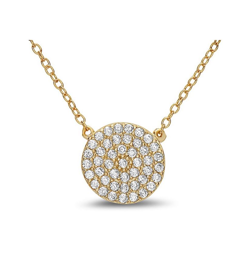 Crystal Pave: Disk Charm In Rose Gold Fill Necklace. Also in Gold Vermeil (NCRG4665) Necklaces athenadesigns Gold Fill-NCG4665
