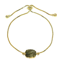 Load image into Gallery viewer, Electroform Stone Pull Bracelet: Labradorite (PBT748LD) Also on Gunmetal Chain Bracelet athenadesigns Gold 
