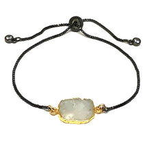 Load image into Gallery viewer, Electroform Stone Pull Bracelet: Moonstone (PBXT748MN) Also on Gold Chain Bracelet athenadesigns Gunmetal 
