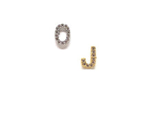 Load image into Gallery viewer, Initial Pave Studs: Letters J-L: Sterling Silver &amp; Gold Vermeil (EGP45L)Price Per Letter Earrings athenadesigns Silver J 

