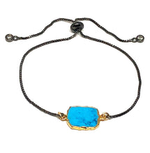 Load image into Gallery viewer, Electroform Stone Pull Bracelet: Turquoise (PBT748TQ) Also on Gunmetal Chain Bracelet athenadesigns Gunmetal: PBXT748TQ 
