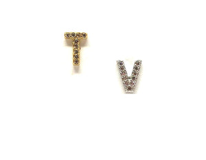 Initial Pave Studs: Letters S-Z: Sterling Silver & Gold Vermeil (EGP45T)Price per Letter Earrings athenadesigns Silver T 