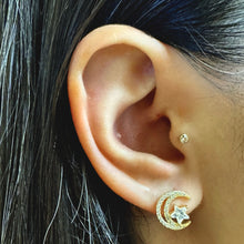Load image into Gallery viewer, Celestial: Crescent Moon and Star Stud Earring (EGP455MNST) Earrings athenadesigns 
