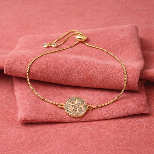 Sand Dollar with CZ's Pull Chain Bracelet Bracelet athenadesigns 