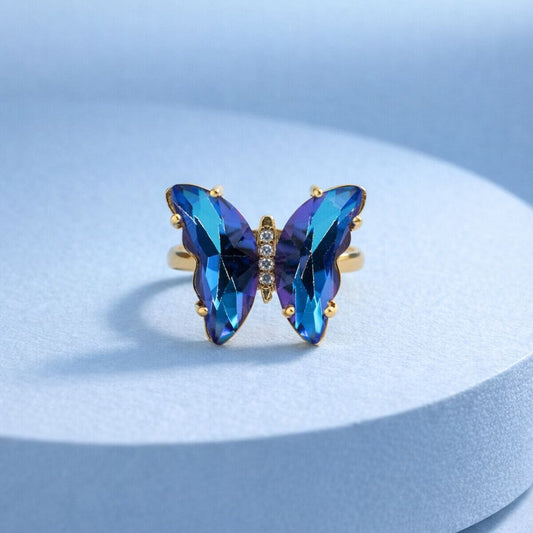Glass Butterfly Ring Sapphire Velvet Rings Iishii Designs 