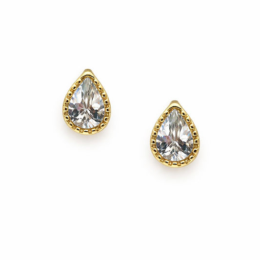Petite CZ Teardrop Earrings: Gold Earrings Athena Designs EGP584 