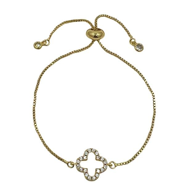 Plated 'Pull' Chain with Cz Clover: (PGBT45CLVL) Bracelet athenadesigns 
