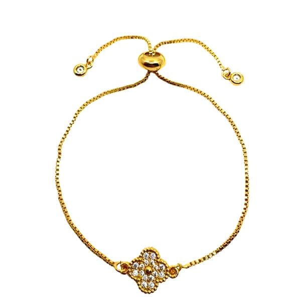 Clover: Small Pave CZ Clover: Gold Fill on Pull Chain (PGBT455CLV) Bracelet athenadesigns 