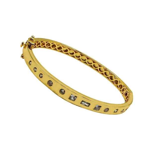 Bangle Bracelet: Gold Plated wtih CZ Inset Stones (BNG4405) Bracelet athenadesigns 