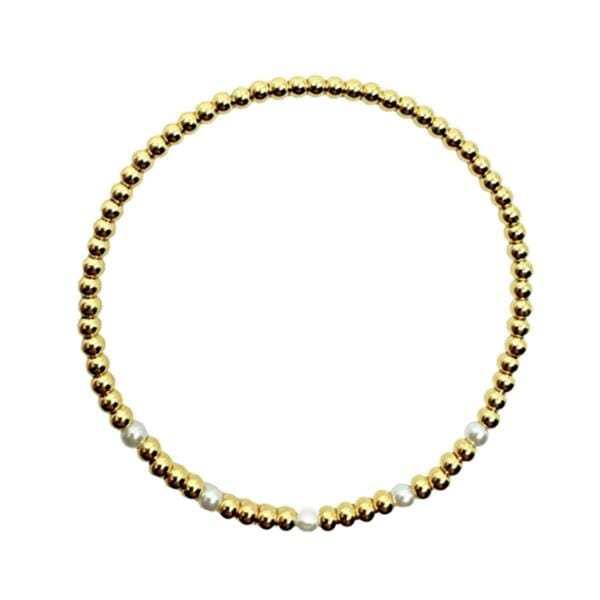 Plated Gold Bead and Pearl Stretch Bracelet (BG4030) Bracelet athenadesigns 
