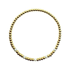 Load image into Gallery viewer, Plated Gold Bead and Pearl Stretch Bracelet (BG4030) Bracelet athenadesigns 
