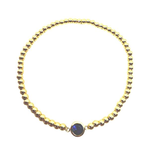 Beaded Bracelet With Bezel Stone: Blue (BG6465B) Fashion Bracelet athenadesigns 