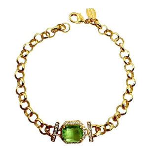 CZ Charm Center Bracelet on Gold Fill Chain: Green (BCG485EM) Bracelet athenadesigns 
