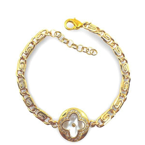 Clover Charm On 18kt GF Scroll Chain Bracelet (BCG455CLV) Bracelet athenadesigns 