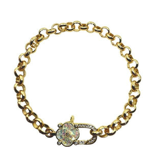 Rolo Chain & CZ Clover Clasp Bracelet: Pink (BCG4585P) Bracelet athenadesigns 