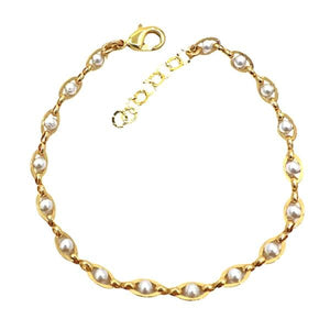 Pearl: Gold Plated Chain With Pearl Bracelet (BG4308) Bracelet athenadesigns 
