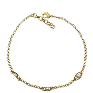 Pearl: Delicate Pearl Links in Gold Fill Chain Bracelet (BCG4380) Bracelet athenadesigns 