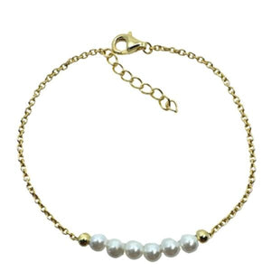 Pearl: Fresh Water Pearls on a Vermeil Chain (BCG3034) Bracelet athenadesigns 