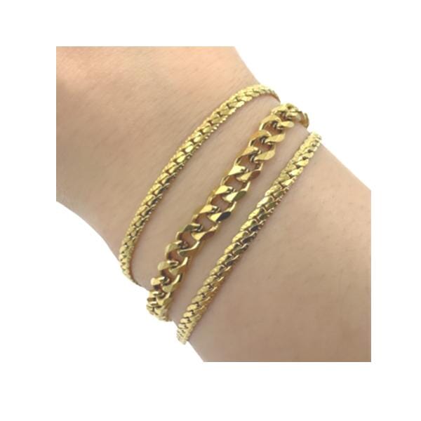 Stainless Steel 3 Row Chain Bracelet (BGSS3/444) Bracelet athenadesigns 