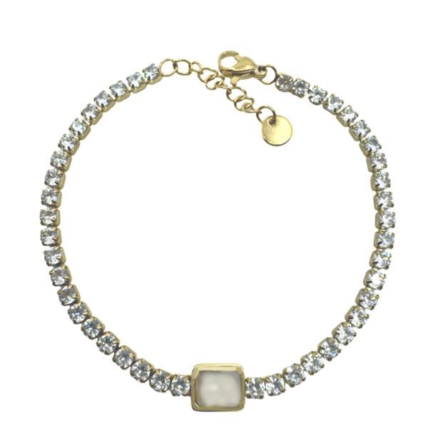 Stainless Steel: CZ and Moonstone Stainless Bracelet FACEBOOK athenadesigns 