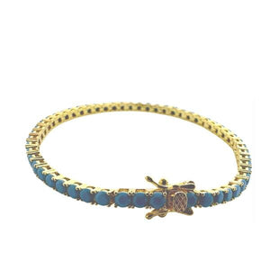Plated Turquoise CZ Prong Set Bracelet (BNG4655TQ) Bracelet athenadesigns 