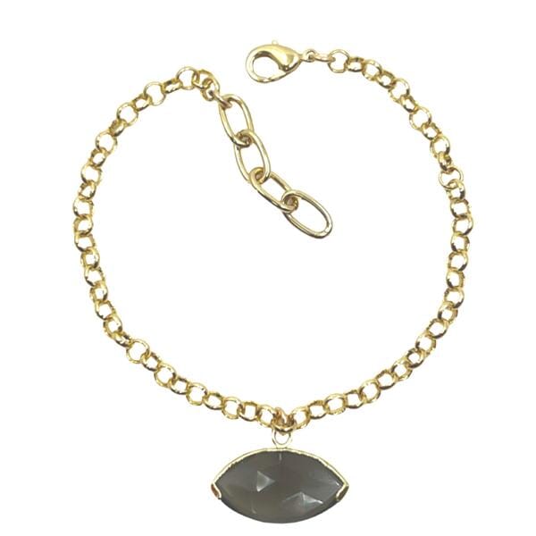 'Evil Eye' Bracelet on 18kt GF Chain: Grey Moonstone (BCG708GM) Bracelet athenadesigns 