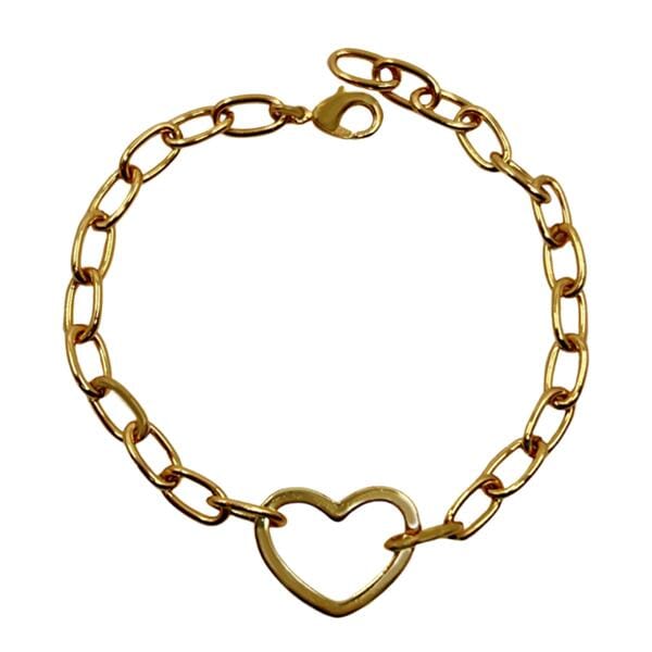 Plated Link Chain with Gold Fill Heart Center (BCG6400) Bracelet athenadesigns 