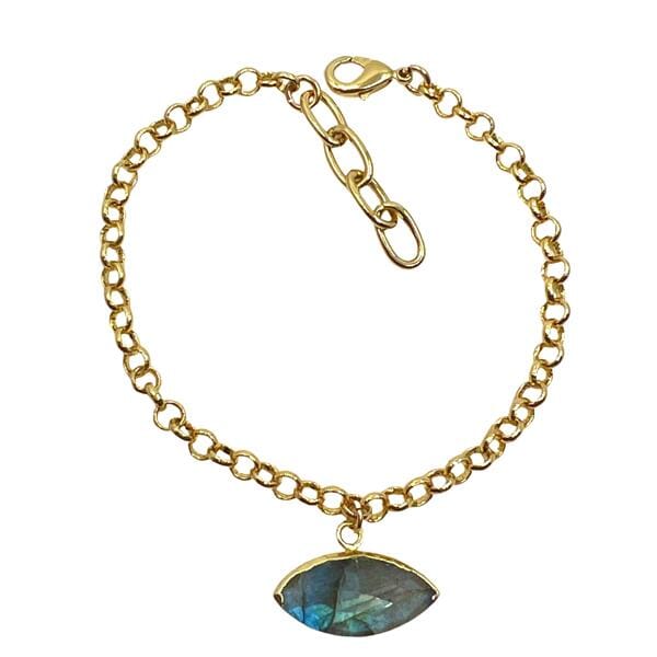 'Evil Eye' Bracelet on 18kt GF Chain: Labradorite (BCG708LD) Bracelet athenadesigns 