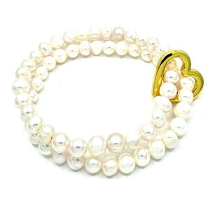 2 Strand Pearl Bracelet With Heart Carabiner: (BG2/33HRT) Bracelet athenadesigns 