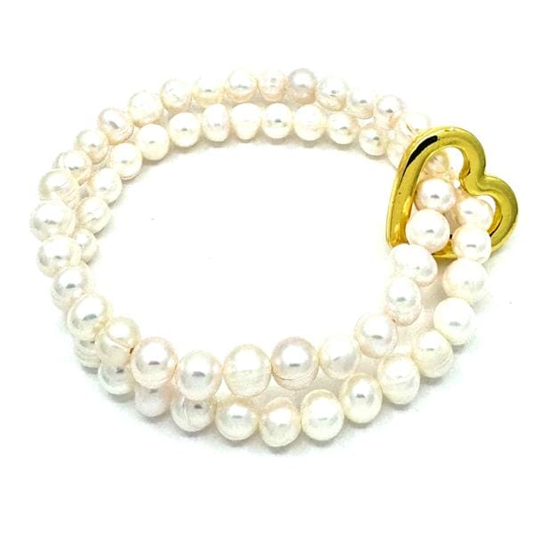 2 Strand Pearl Bracelet With Heart Carabiner: (BG2/33HRT) Bracelet athenadesigns 