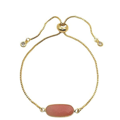 Pull Chain Bracelet: Rectangular Pink Opal (PBT780PO) Bracelet athenadesigns 