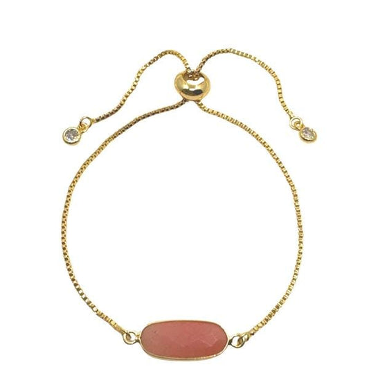 Pull Chain Bracelet: Rectangular Pink Opal (PBT780PO) Bracelet athenadesigns 
