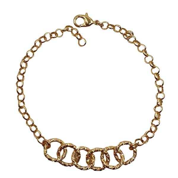 Rolo and Round Texture Chain Bracelet: (BCG4606) Bracelet athenadesigns 