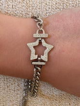 Load image into Gallery viewer, Stainless Steel: Curb Chain With Cz Star Bracelet (BSS45STR) Bracelet athenadesigns 
