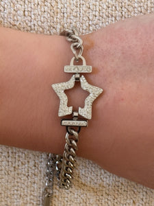 Stainless Steel: Curb Chain With Cz Star Bracelet (BSS45STR) Bracelet athenadesigns 