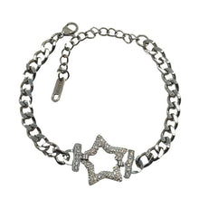 Load image into Gallery viewer, Stainless Steel: Curb Chain With Cz Star Bracelet (BSS45STR) Bracelet athenadesigns 
