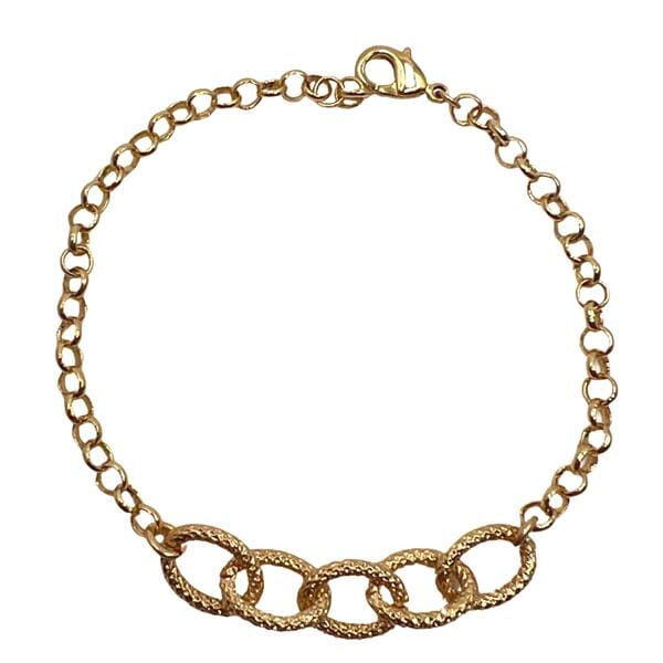 Rolo and Oval Texture Chain Bracelet: (BCG4608) Bracelet athenadesigns 