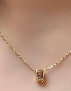 Small Rectangular CZ Charm Necklace: Pink (NGCH4085P) Necklaces athenadesigns 